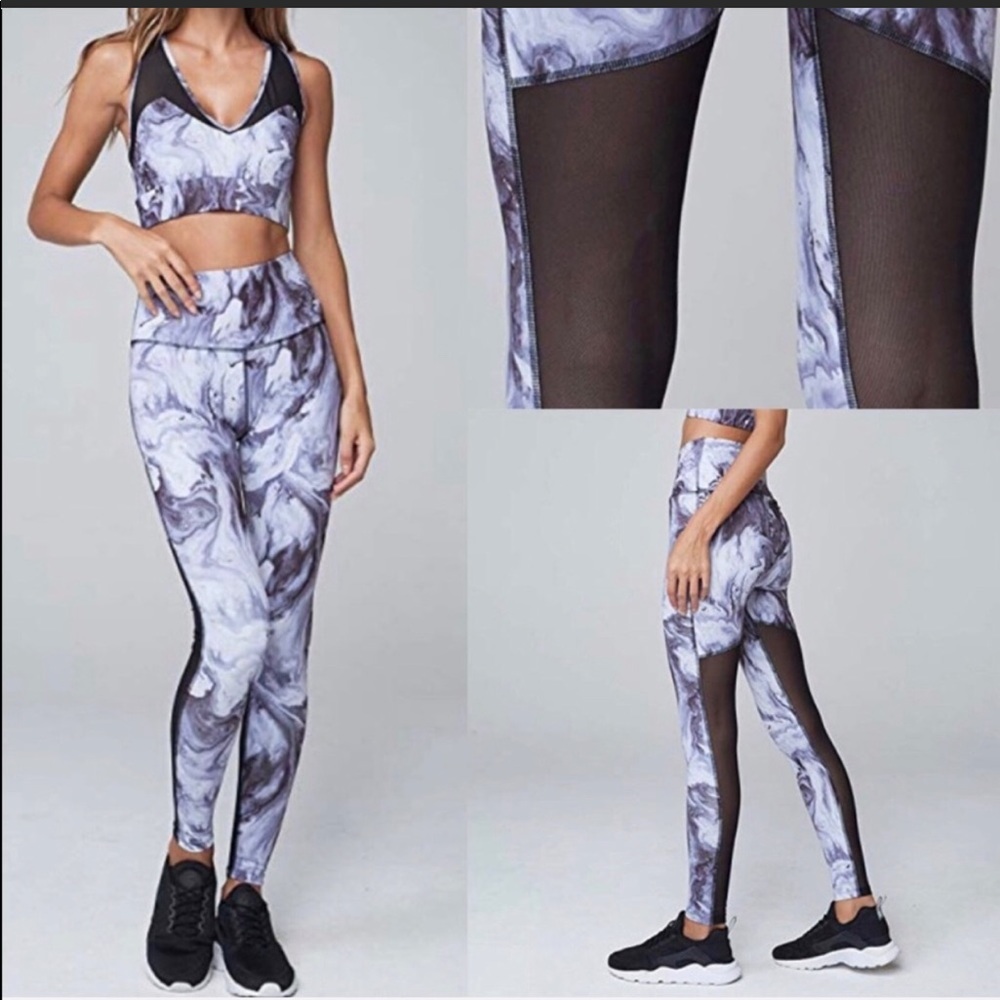 Varley Kingman Royal Marble Mesh High Rise Legging